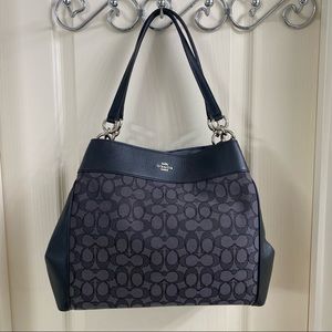 NWOT COACH Hallie Signature Jacquard and Leather Black shoulder bag - Mint!
